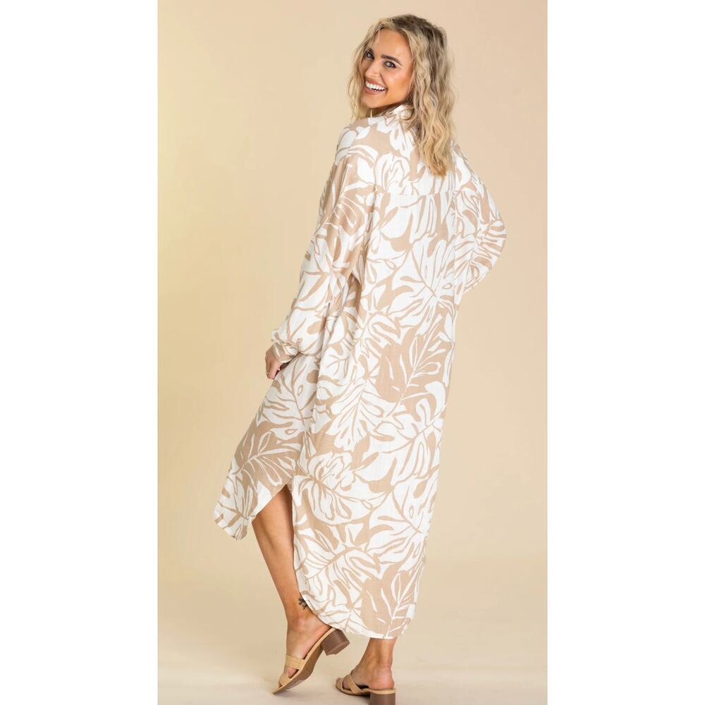 New Without Tags Easel Khaki Printed Button Down … - image 3